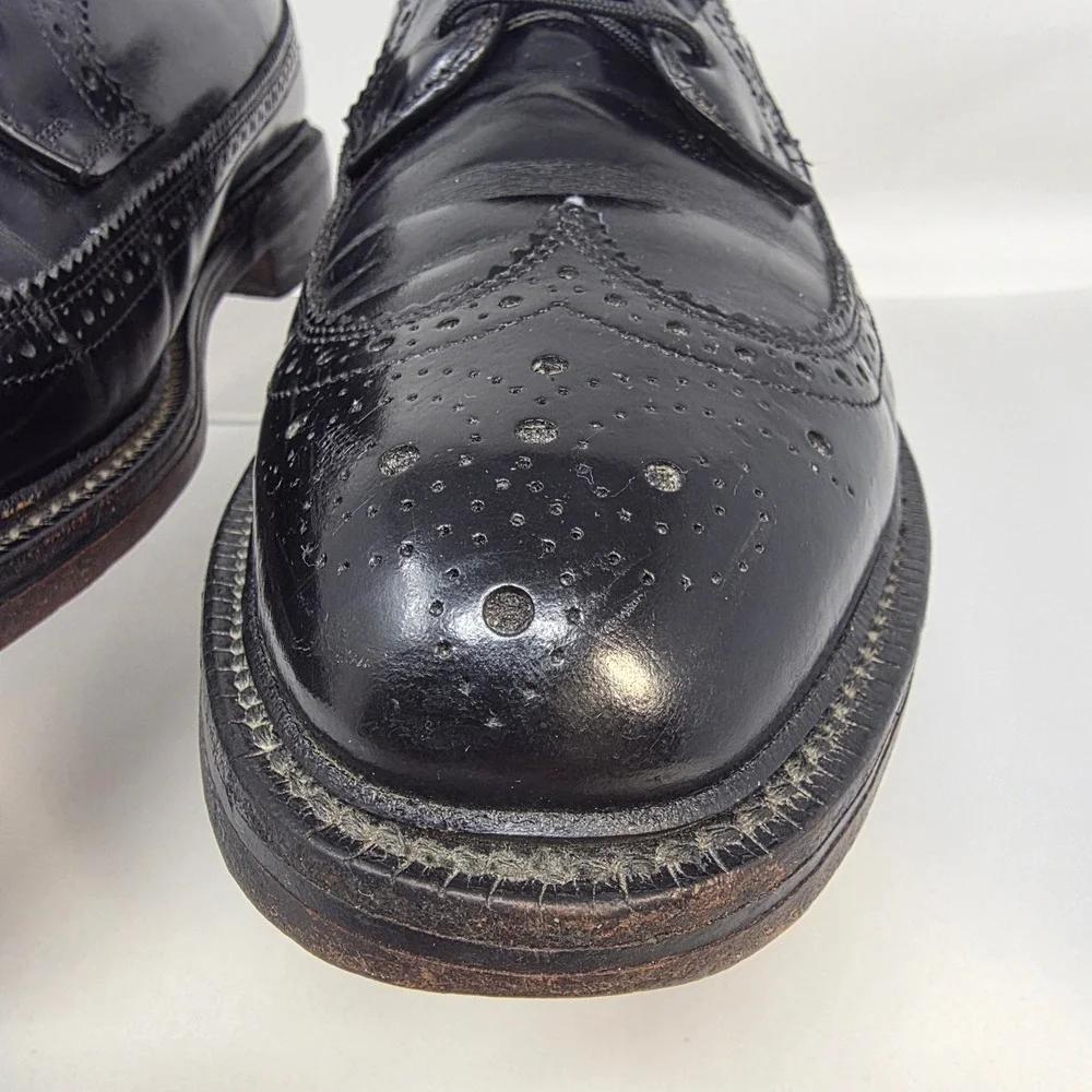 Hanover Wingtip Oxford Shoes Mens 9 D/B MasterFlex Black Leather Brogue USA Good